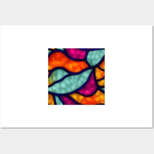 Vibrant Abstract Art - Stained Glass Design Pattern Posters and Art